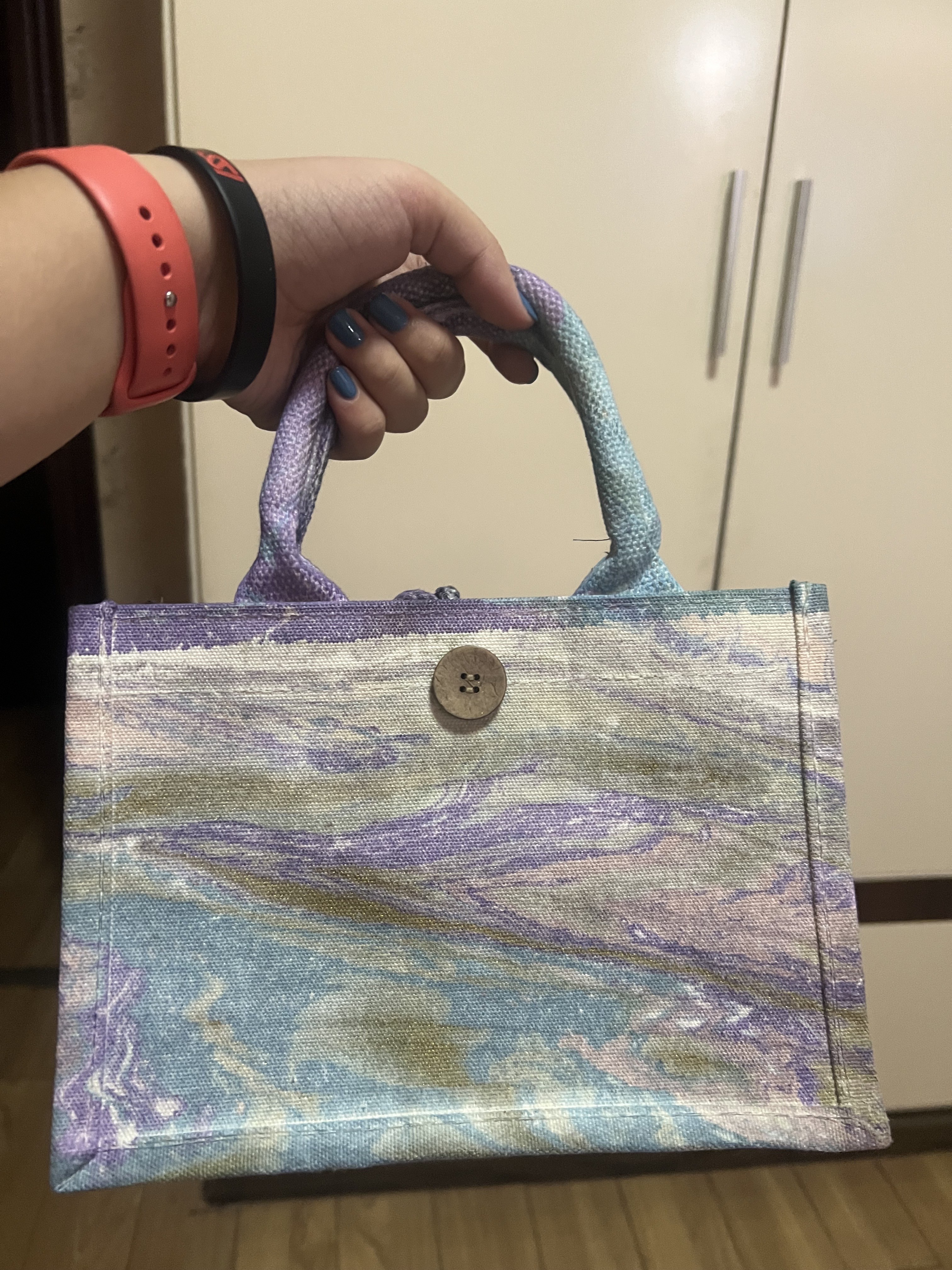 Eco-Chic Water-Marbled Canvas Tote: Unique Artisan Patterns photo review