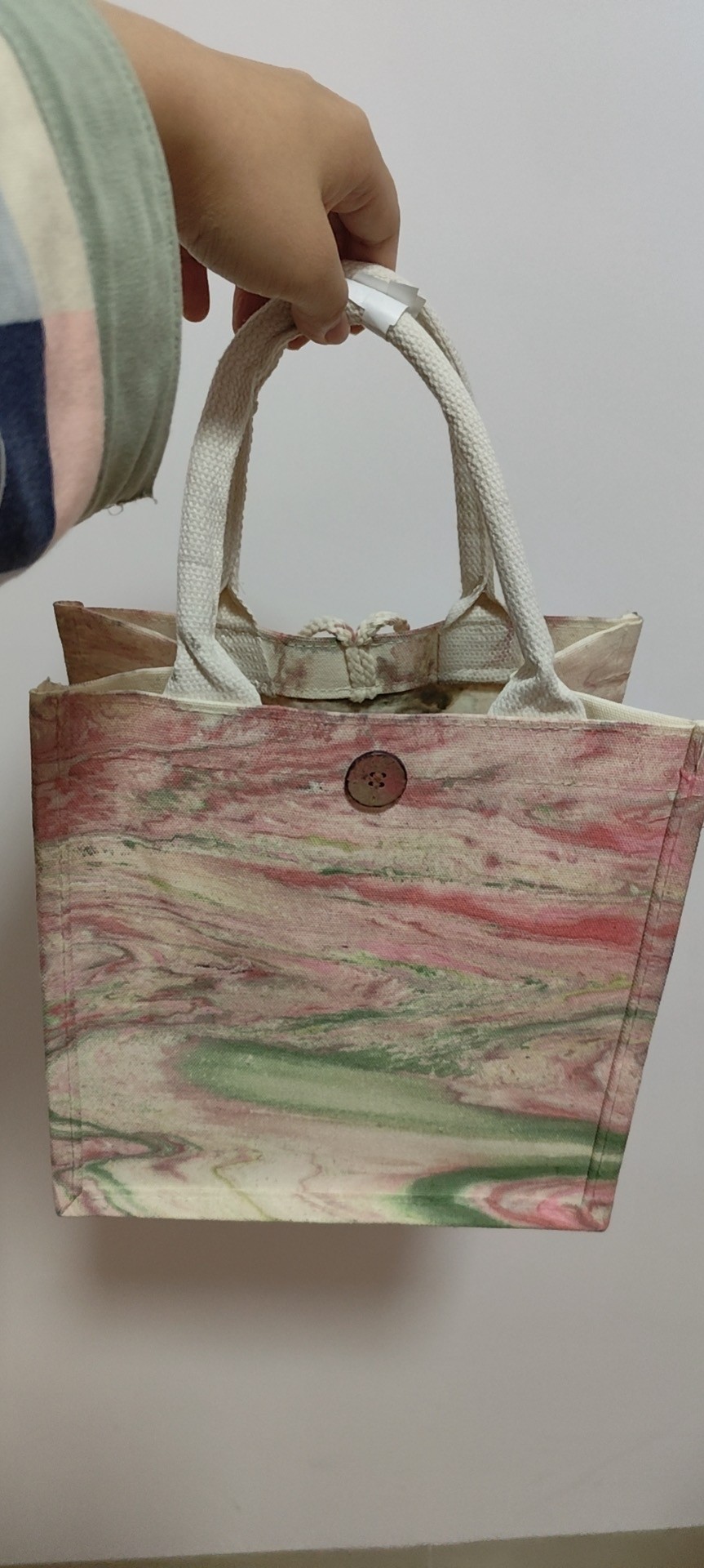 Eco-Chic Water-Marbled Canvas Tote: Unique Artisan Patterns photo review