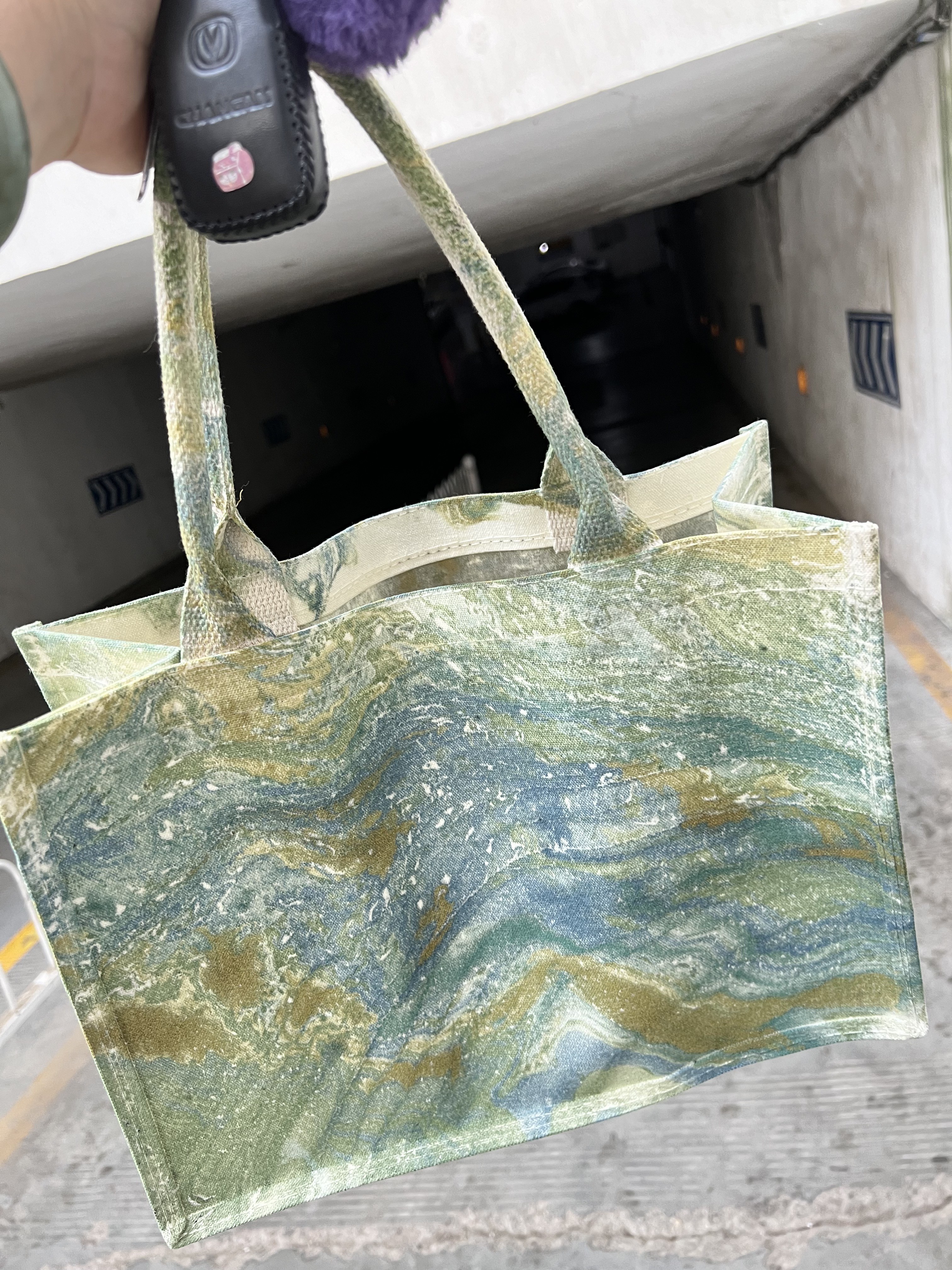 Eco-Chic Water-Marbled Canvas Tote: Unique Artisan Patterns photo review