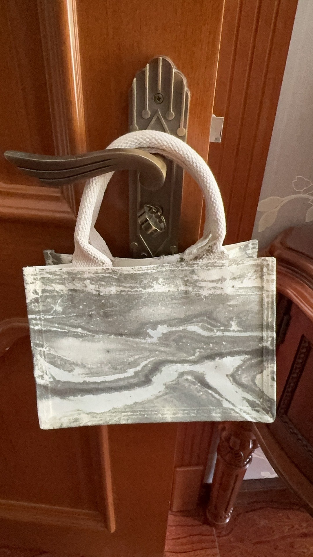 Eco-Chic Water-Marbled Canvas Tote: Unique Artisan Patterns photo review