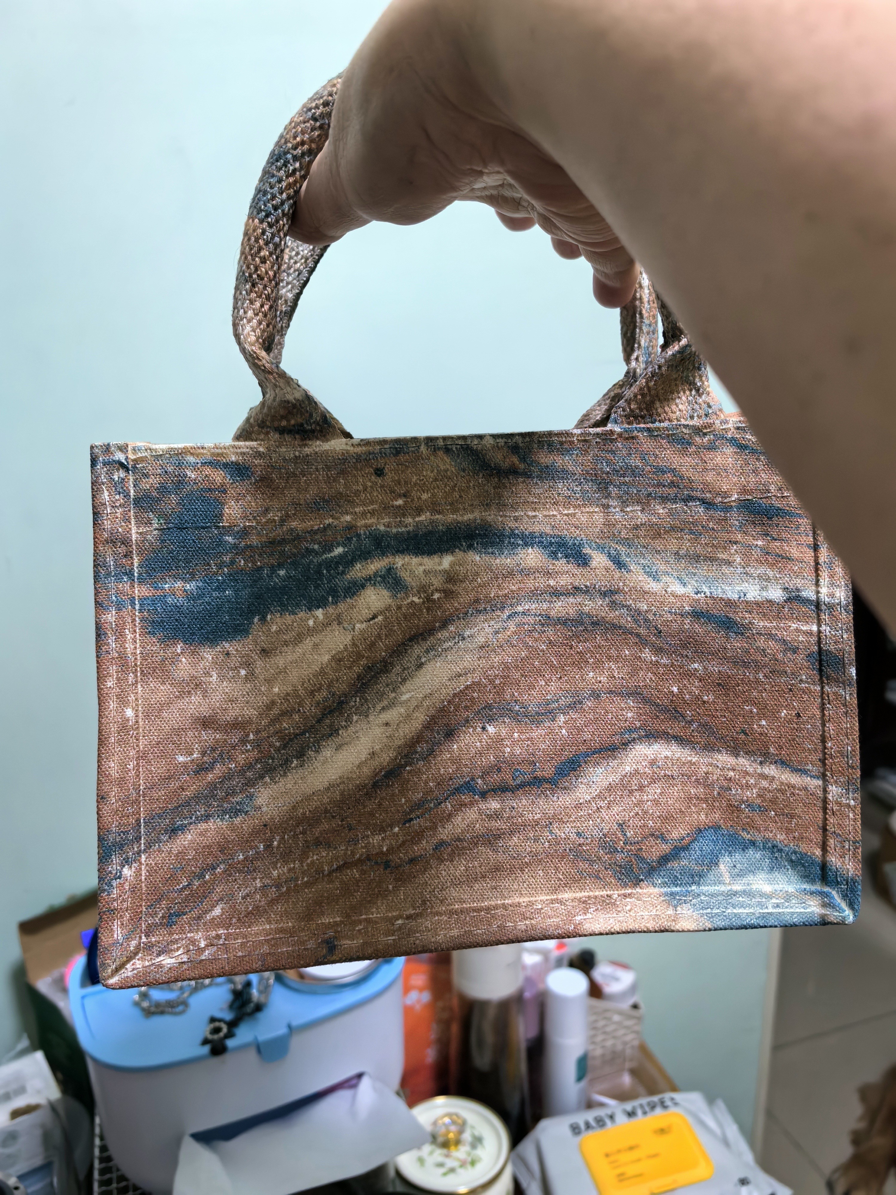 Eco-Chic Water-Marbled Canvas Tote: Unique Artisan Patterns photo review