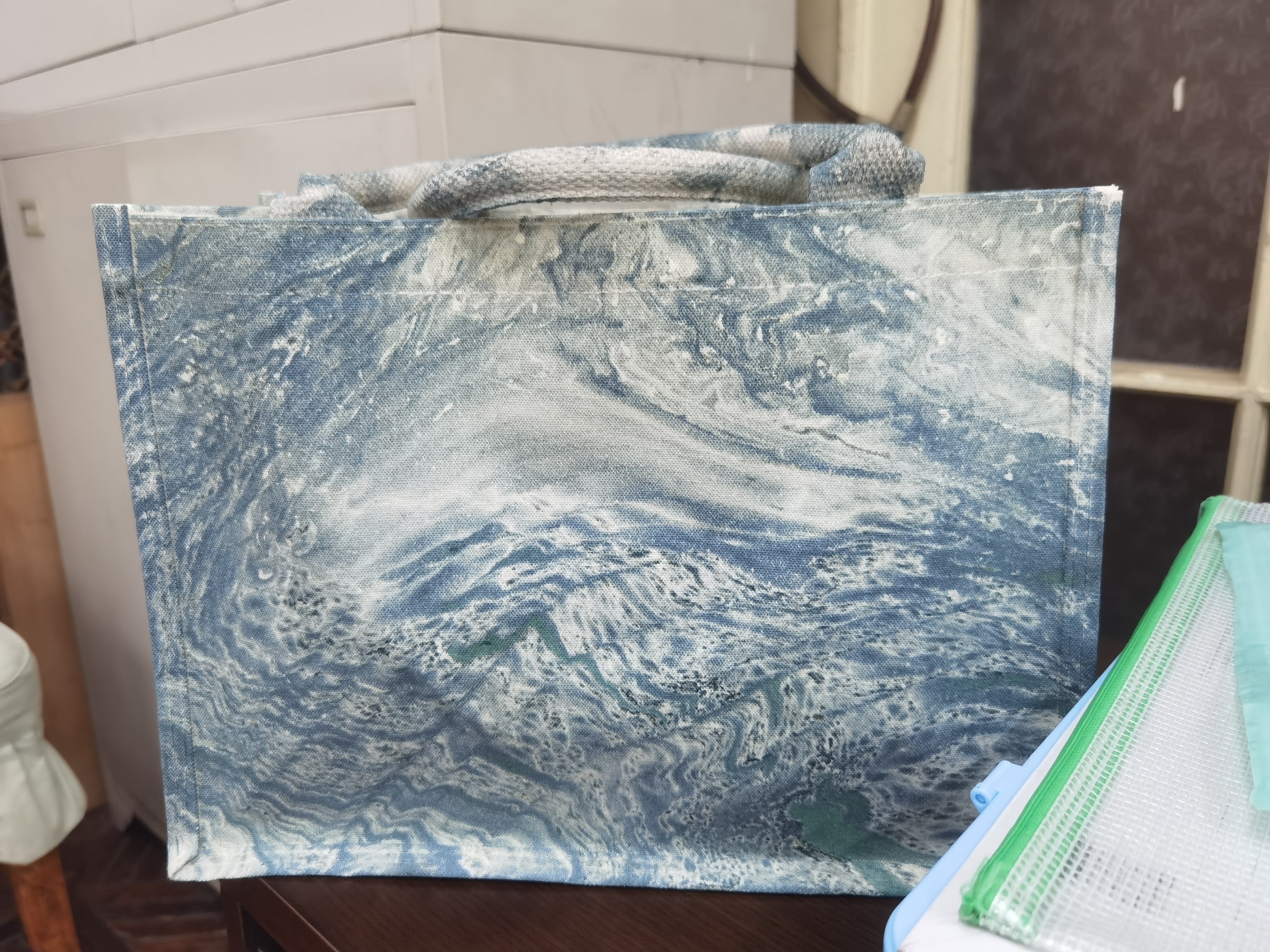 Eco-Chic Water-Marbled Canvas Tote: Unique Artisan Patterns photo review