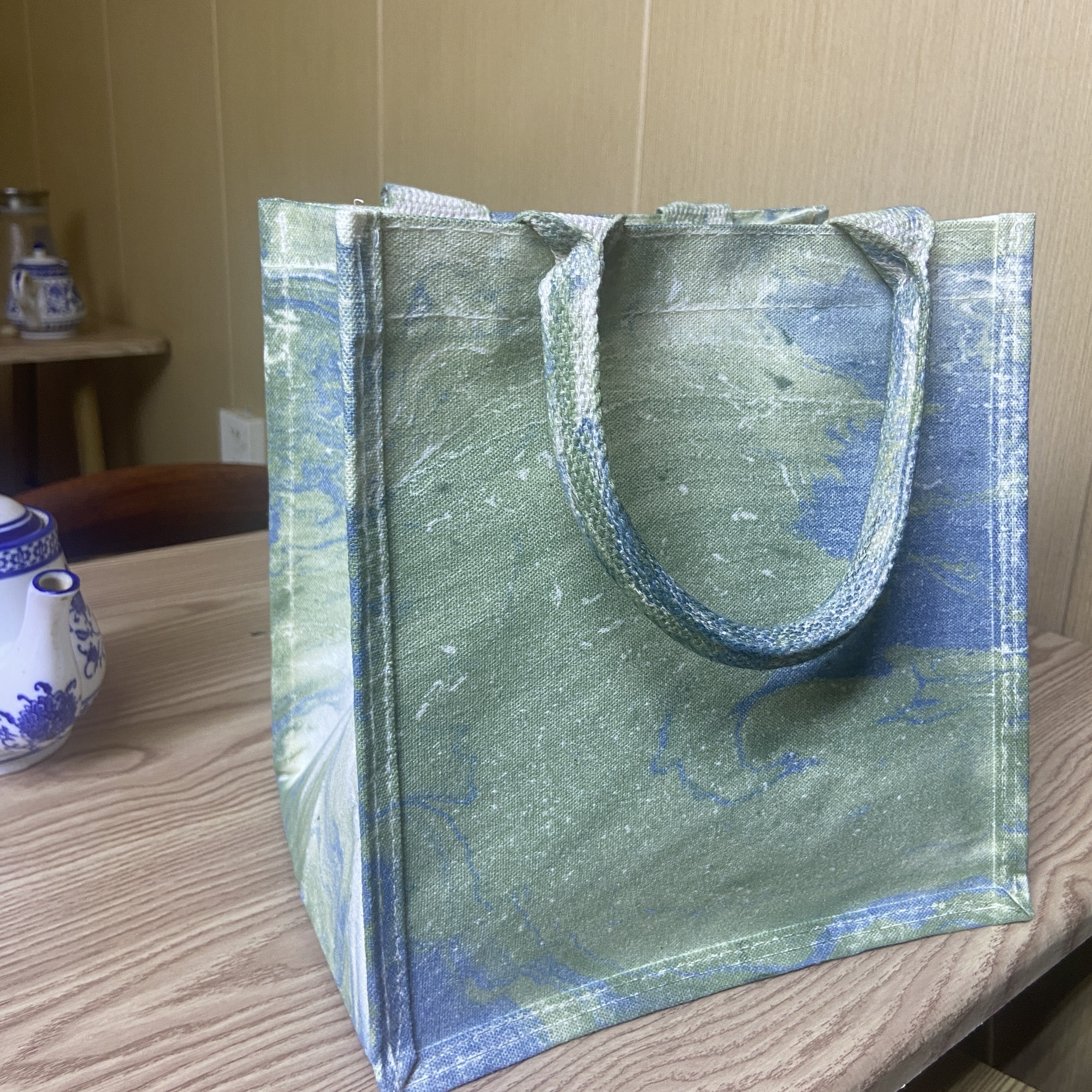 Eco-Chic Water-Marbled Canvas Tote: Unique Artisan Patterns photo review