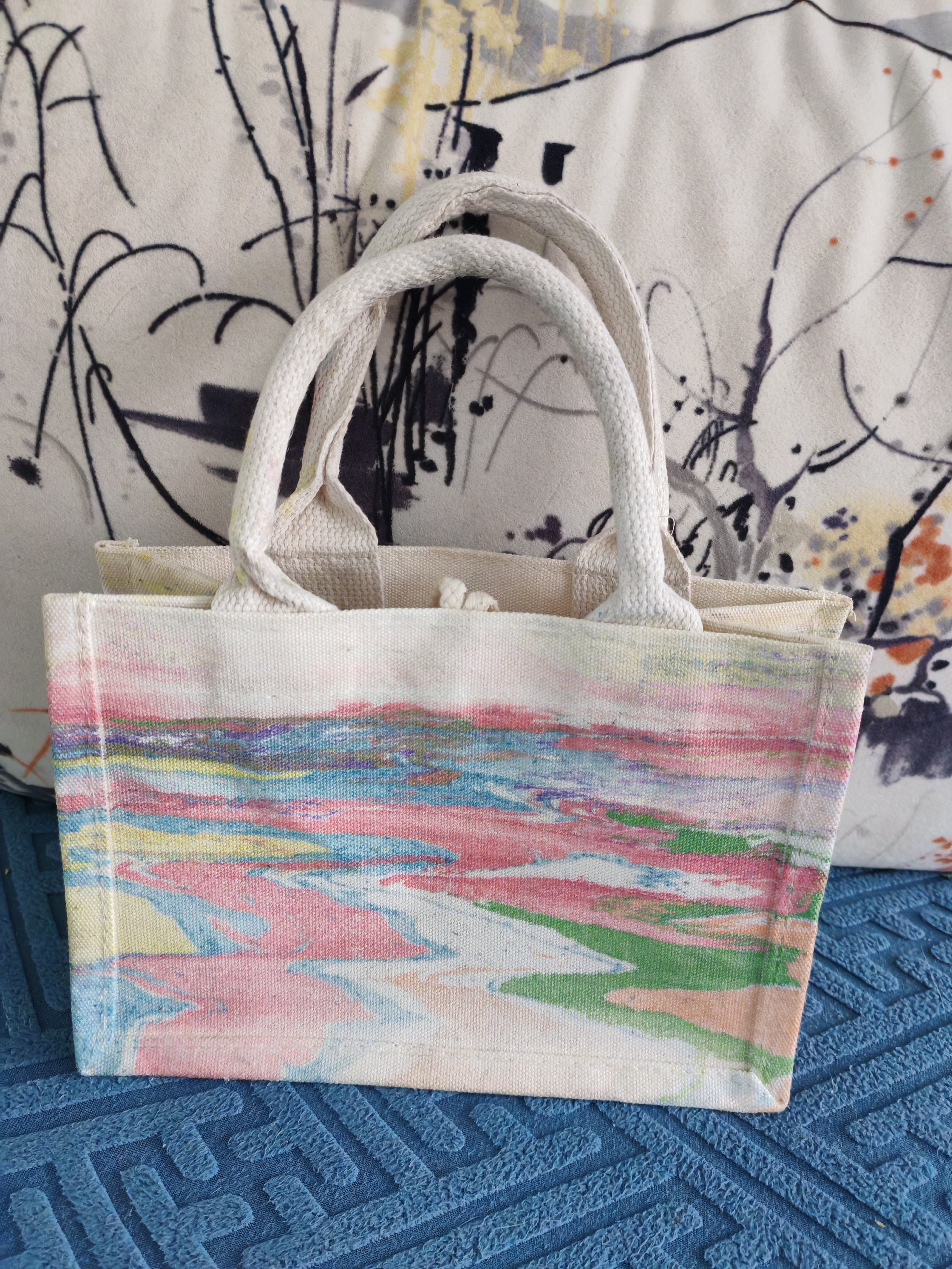 Eco-Chic Water-Marbled Canvas Tote: Unique Artisan Patterns photo review