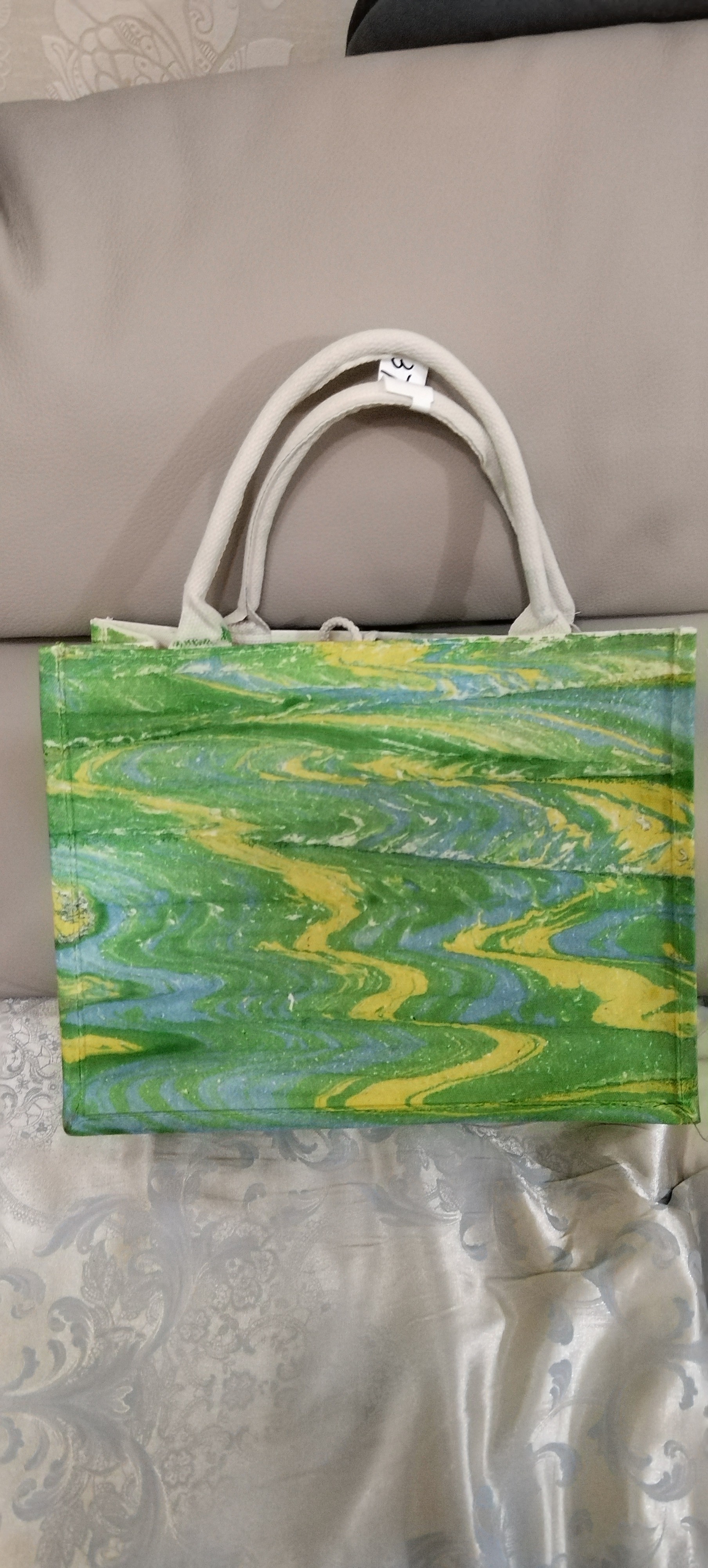 Eco-Chic Water-Marbled Canvas Tote: Unique Artisan Patterns photo review