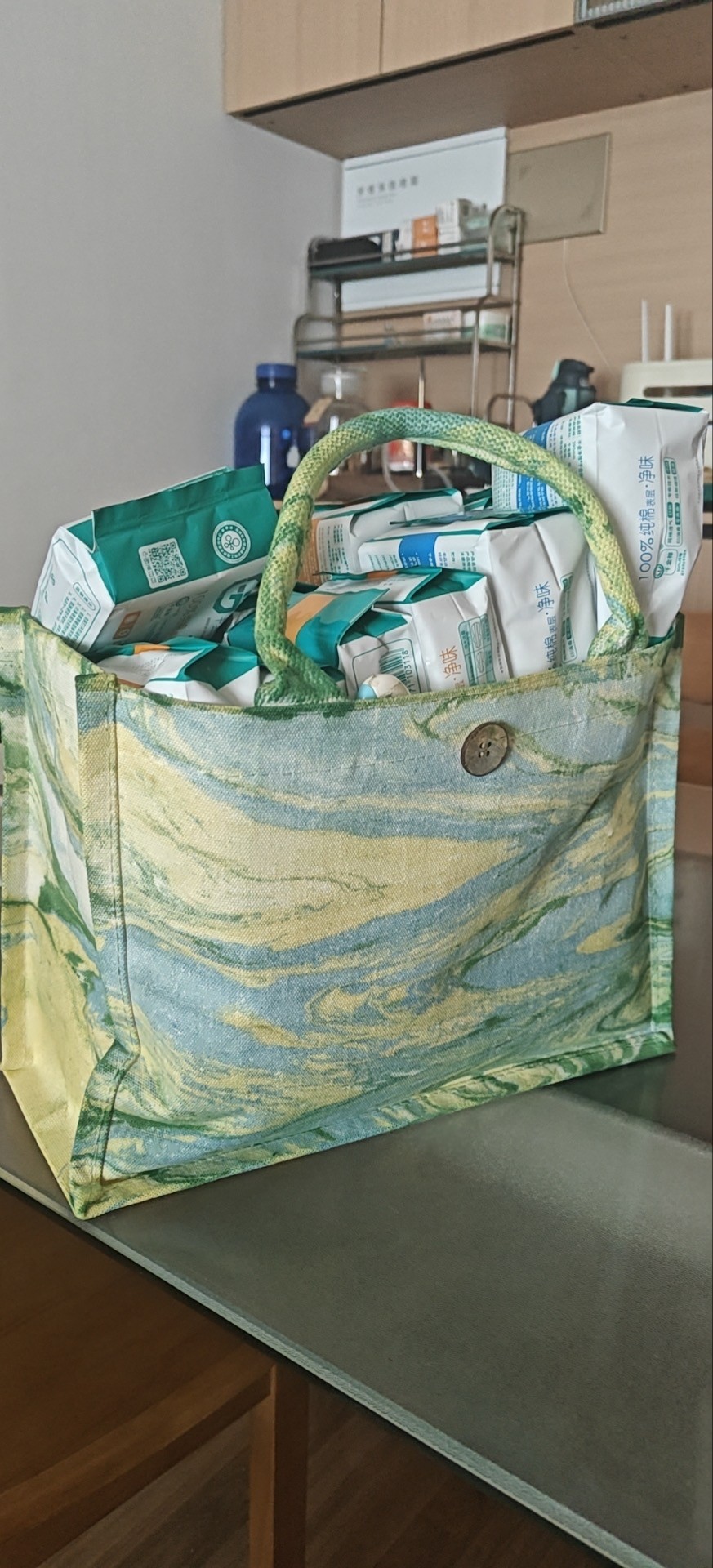 Eco-Chic Water-Marbled Canvas Tote: Unique Artisan Patterns photo review