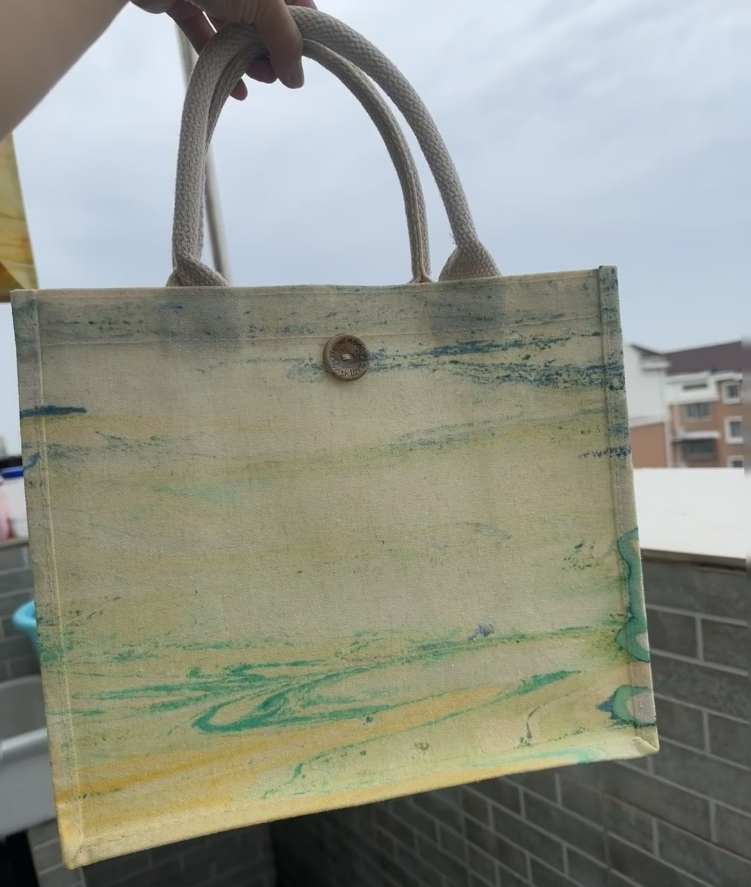 Eco-Chic Water-Marbled Canvas Tote: Unique Artisan Patterns photo review