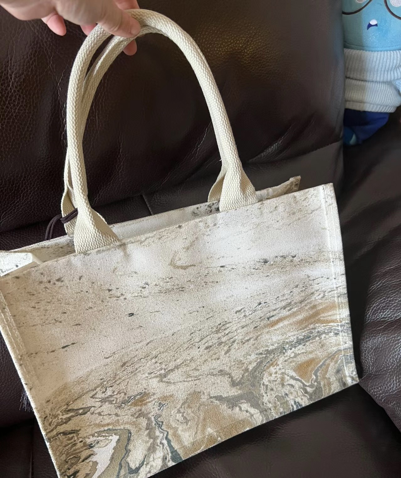 Eco-Chic Water-Marbled Canvas Tote: Unique Artisan Patterns photo review